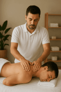 آموزش ماساژ توسط استاد در آموزشگاه هفت برگ سبز